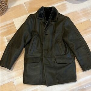 Men's Dark Green Shearling Coat